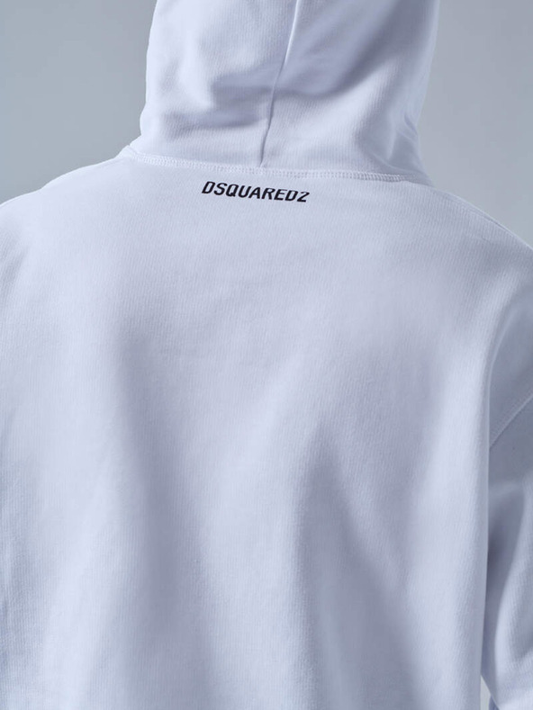 DSQUARED2 Bílá pánská mikina s kapucí DSQUARED2