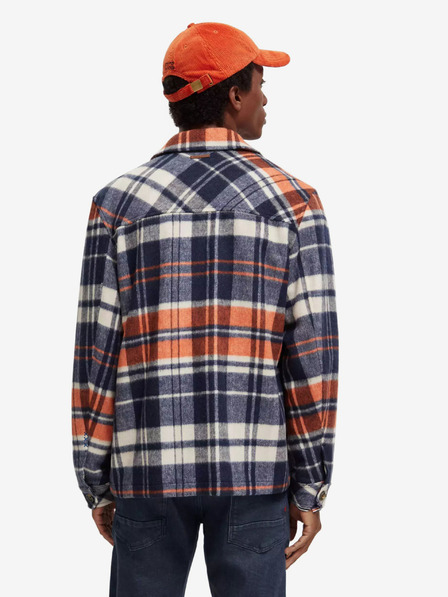 Scotch & Soda Modrá pánská košilová lehká bunda s příměsí vlny Scotch & Soda