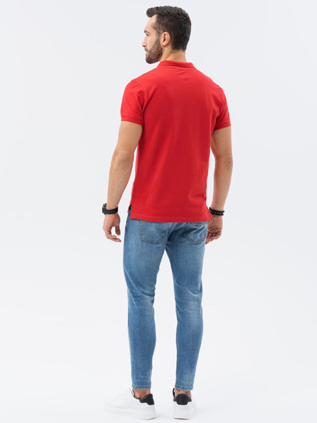 Ombre Clothing Červené pánské basic polo tričko Ombre Clothing