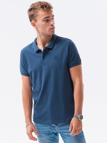 Ombre Clothing Tmavě modré pánské basic polo tričko Ombre Clothing