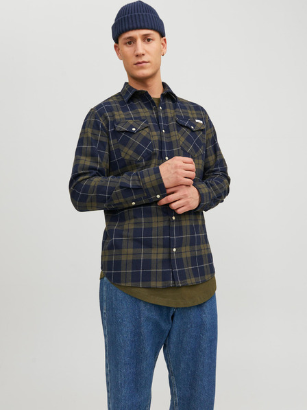 Jack & Jones Modro-zelená pánská kostkovaná košile Jack & Jones Heridan