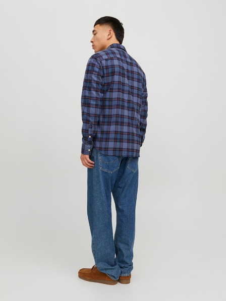 Jack & Jones Tmavě modrá pánská kostkovaná svrchní košile Jack & Jones Heridan