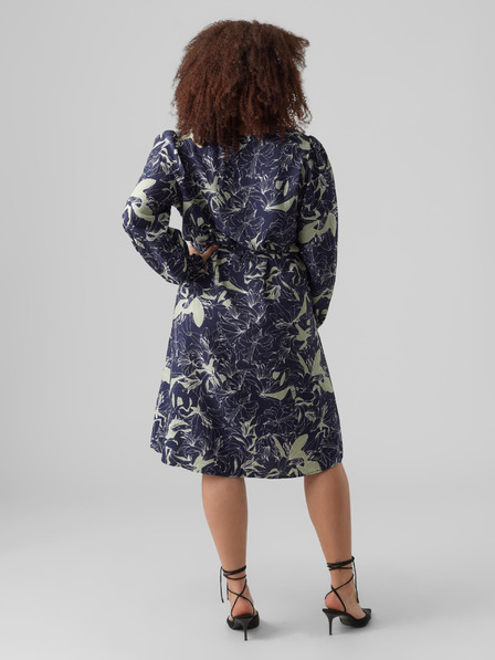 Vero Moda Curve Tmavě modré dámské vzorované košilové šaty VERO MODA Abbi