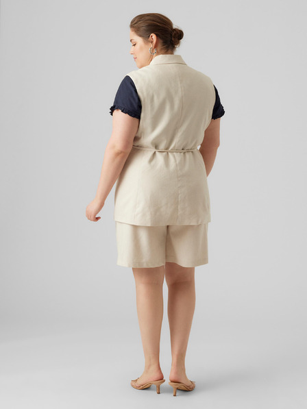 Vero Moda Curve Krémová dámská vesta s příměsí lnu VERO MODA CURVE Lillmae