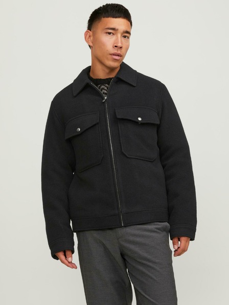 Jack & Jones Černá pánská bunda s příměsí vlny bunda Jack & Jones Baxter