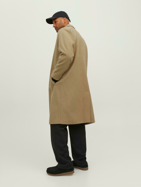 Jack & Jones Béžový pánský kabát s příměsí vlny Jack & Jones Harry