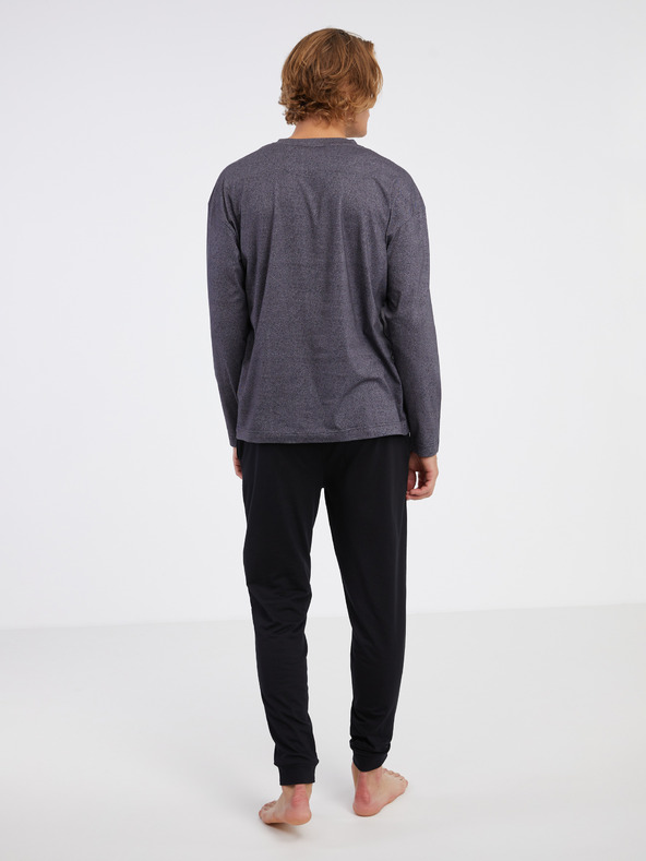 HUGO Černo-šedé pánské pyžamo HUGO