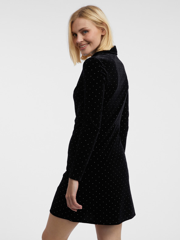 Orsay Černé dámské vzorované sametové šaty ORSAY