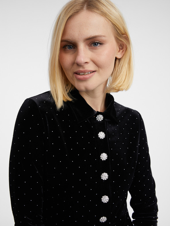 Orsay Černé dámské vzorované sametové šaty ORSAY