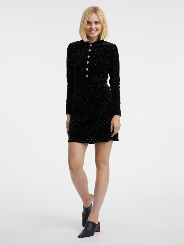 Orsay Černé dámské vzorované sametové šaty ORSAY