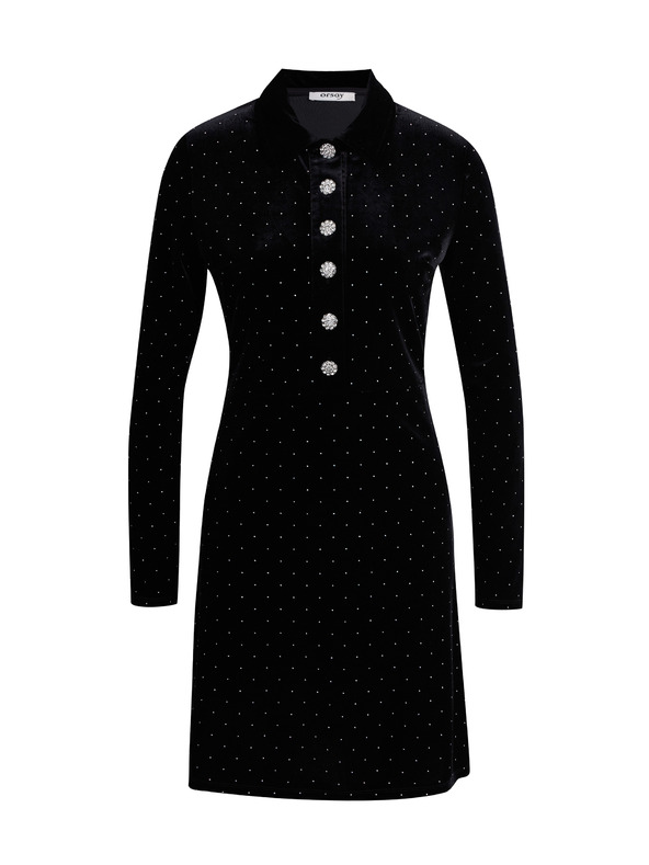 Orsay Černé dámské vzorované sametové šaty ORSAY