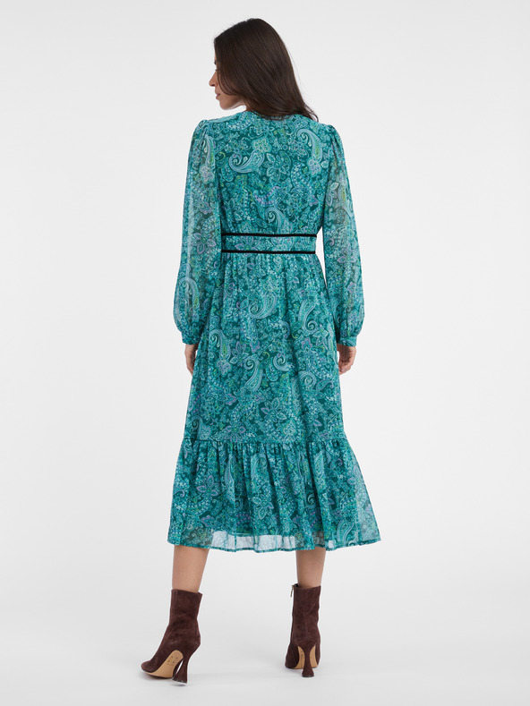 Orsay Tyrkysové dámské vzorované midišaty ORSAY