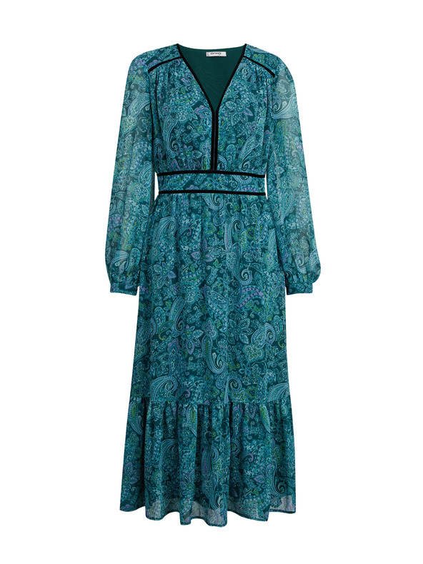 Orsay Tyrkysové dámské vzorované midišaty ORSAY