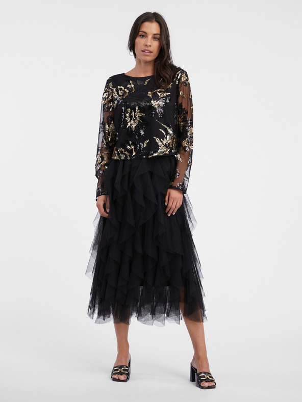 Orsay Černá dámská vzorovaná halenka s flitry ORSAY