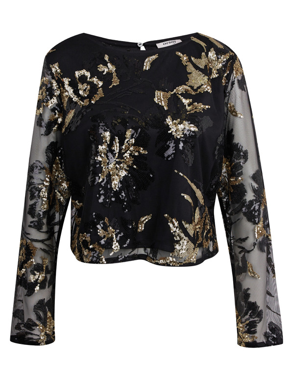 Orsay Černá dámská vzorovaná halenka s flitry ORSAY
