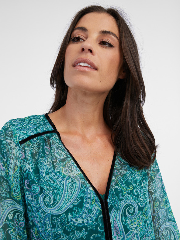 Orsay Tyrkysová dámská vzorovaná halenka ORSAY