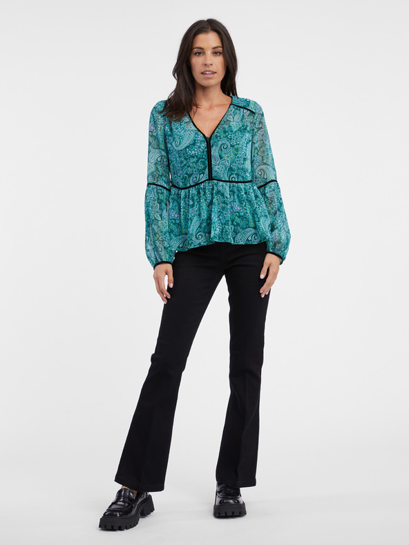 Orsay Tyrkysová dámská vzorovaná halenka ORSAY