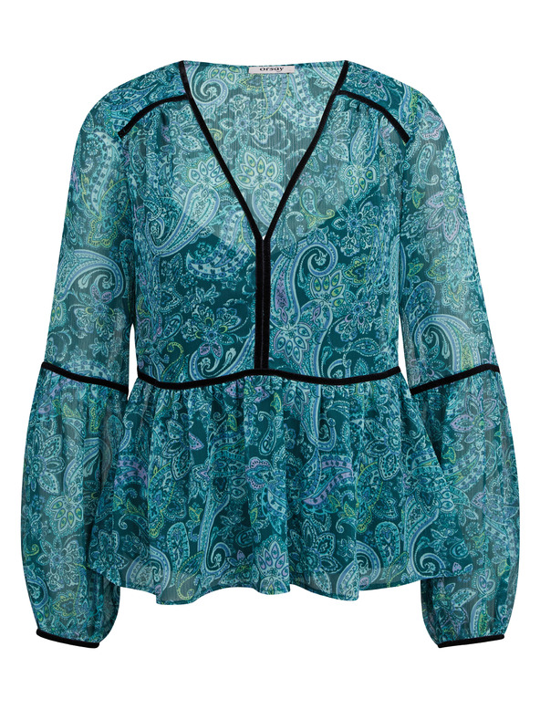 Orsay Tyrkysová dámská vzorovaná halenka ORSAY