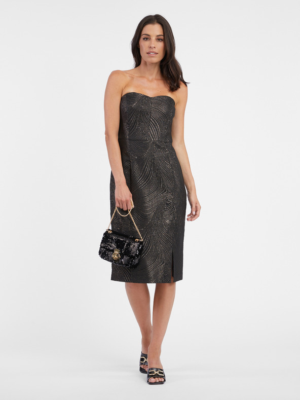 Orsay Černé dámské vzorované pouzdrové šaty ORSAY