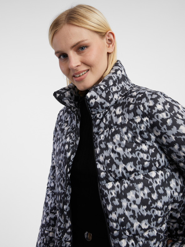 Orsay Šedo-černá dámská vzorovaná prošívaná bunda ORSAY