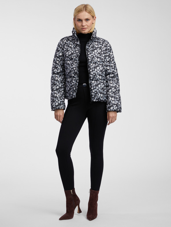 Orsay Šedo-černá dámská vzorovaná prošívaná bunda ORSAY