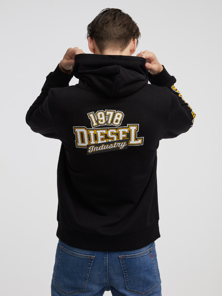 Diesel Černá pánská mikina s kapucí Diesel