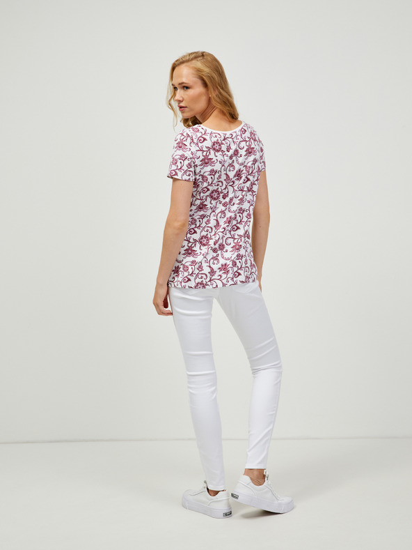 Orsay Vínovo-bílé vzorované tričko ORSAY