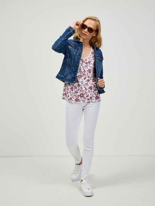 Orsay Vínovo-bílé vzorované tričko ORSAY