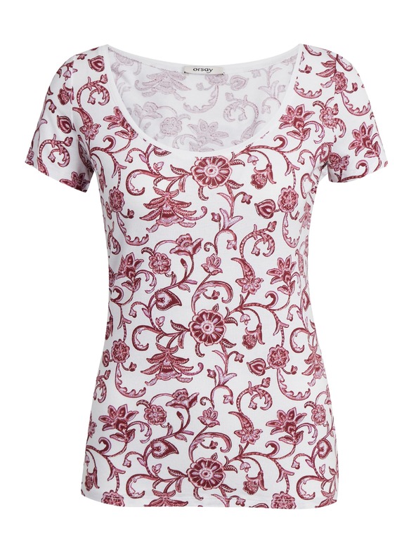 Orsay Vínovo-bílé vzorované tričko ORSAY