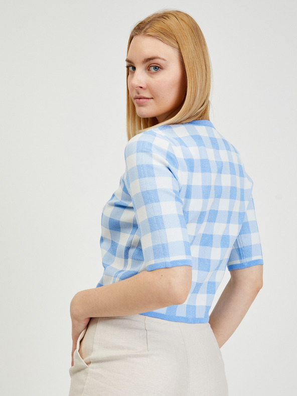 Orsay Světle modrý dámský kostkovaný kardigan ORSAY