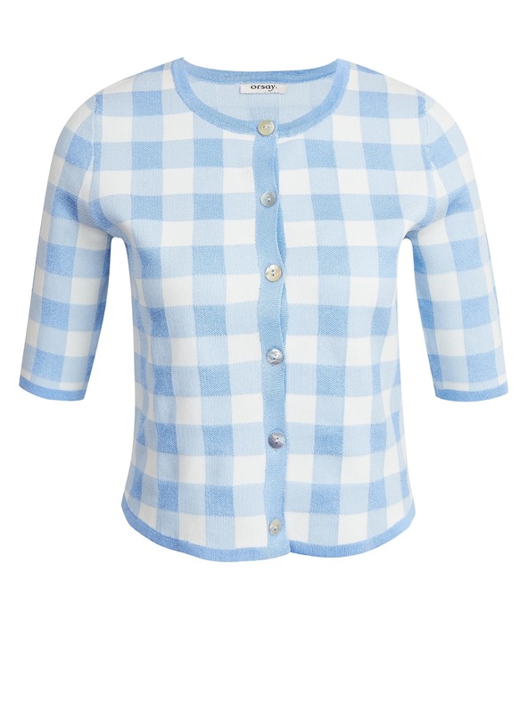 Orsay Světle modrý dámský kostkovaný kardigan ORSAY