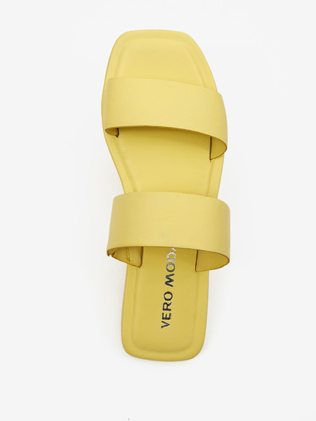 Vero Moda Žluté dámské kožené pantofle VERO MODA Sun Glow