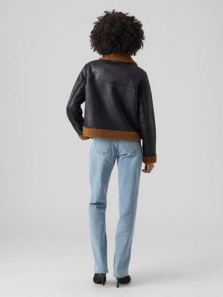Vero Moda Hnědo-černá dámská koženková bunda VERO MODA Manhattan