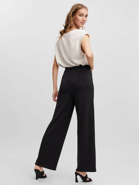 Vero Moda Černé široké kalhoty VERO MODA Silky