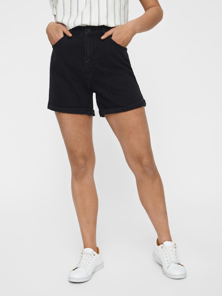 Vero Moda Černé džínové kraťasy s vysokým pasem VERO MODA Nineteen