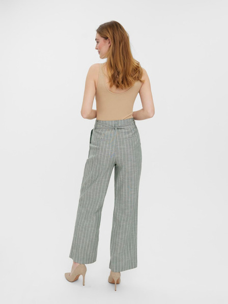 Vero Moda Světle zelené pruhované široké kalhoty VERO MODA Serena