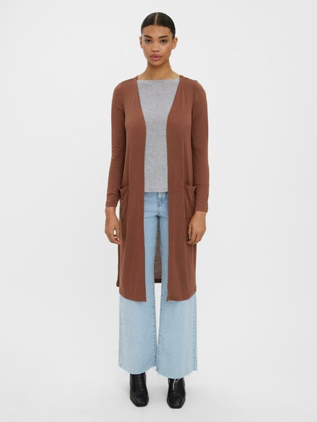 Vero Moda Hnědý dlouhý kardigan VERO MODA Anepaya