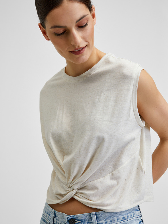 Vero Moda Krémový žíhaný crop top VERO MODA June