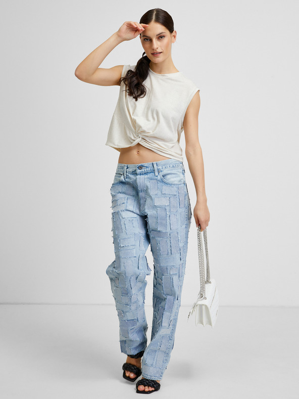 Vero Moda Krémový žíhaný crop top VERO MODA June