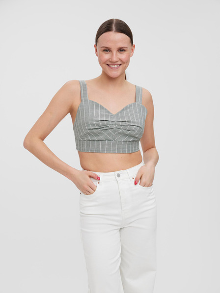 Vero Moda Světle šedý pruhovaný crop top na ramínka VERO MODA Serena