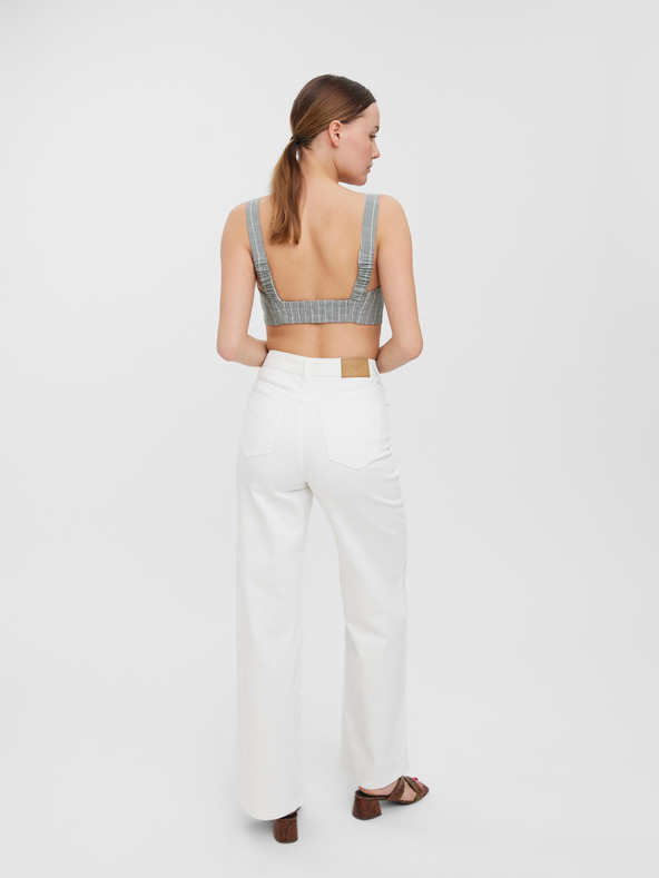 Vero Moda Světle šedý pruhovaný crop top na ramínka VERO MODA Serena