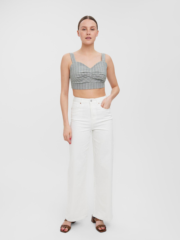 Vero Moda Světle šedý pruhovaný crop top na ramínka VERO MODA Serena