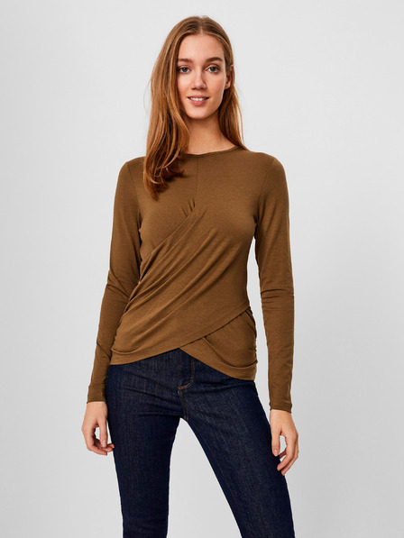 Vero Moda Hnědé tričko VERO MODA-Panda