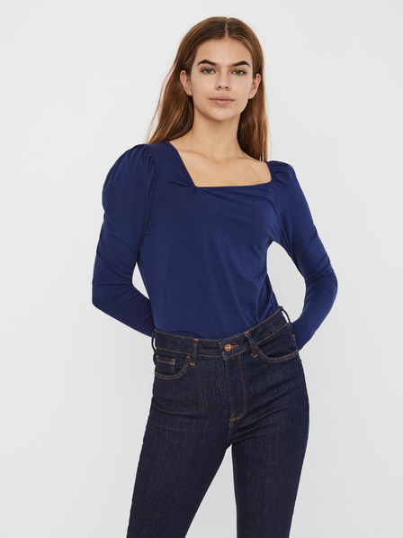 Vero Moda Modré tričko s asymetrickým výstřihem VERO MODA Panda