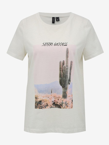 Vero Moda Bílé tričko s potiskem VERO MODA Desert