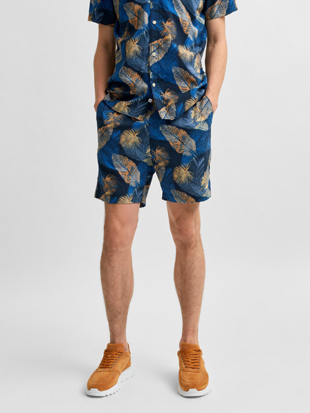 SELECTED Modré vzorované chino kraťasy Selected Homme Joel