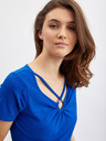 Orsay Modré dámské tričko s ozdobným detailem ORSAY