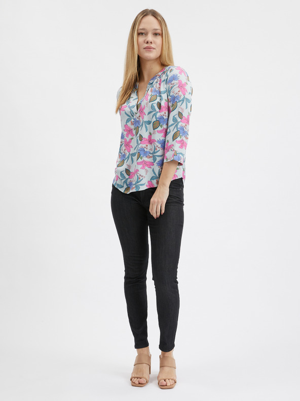 Orsay Světle modrá dámská květovaná halenka ORSAY