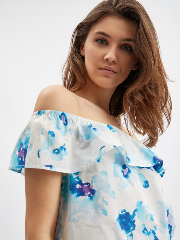 Orsay Modro-bílá dámská květovaná halenka ORSAY