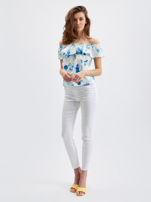 Orsay Modro-bílá dámská květovaná halenka ORSAY